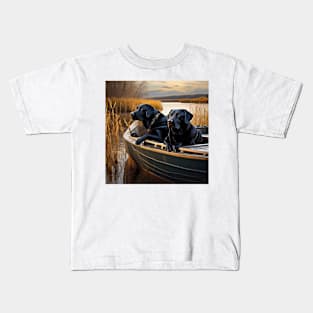 Black Labs on a Boat Kids T-Shirt